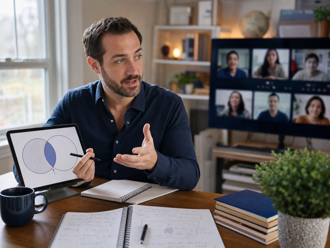 An instructor leading a live online review session
